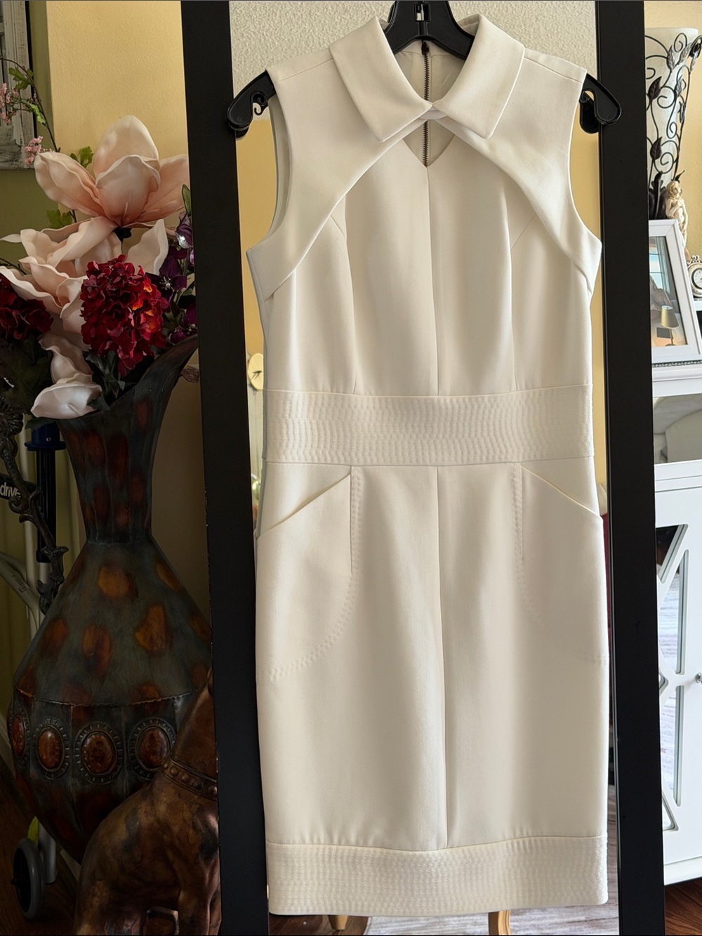 Etcetera Peter Pan Collar Cream Dress